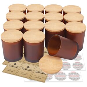 Amber Candle Jars with Bamboo Lids - 15 Pack