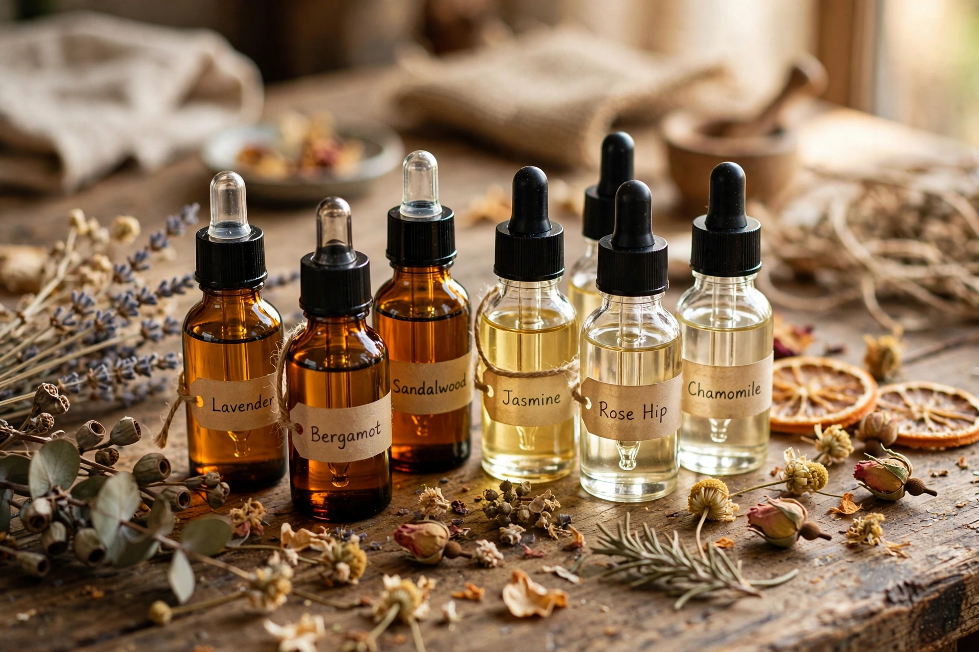 Fragrance oil bottles for scent blending