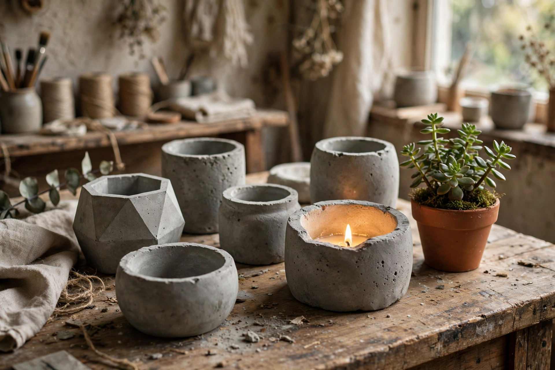 Concrete candle vessels