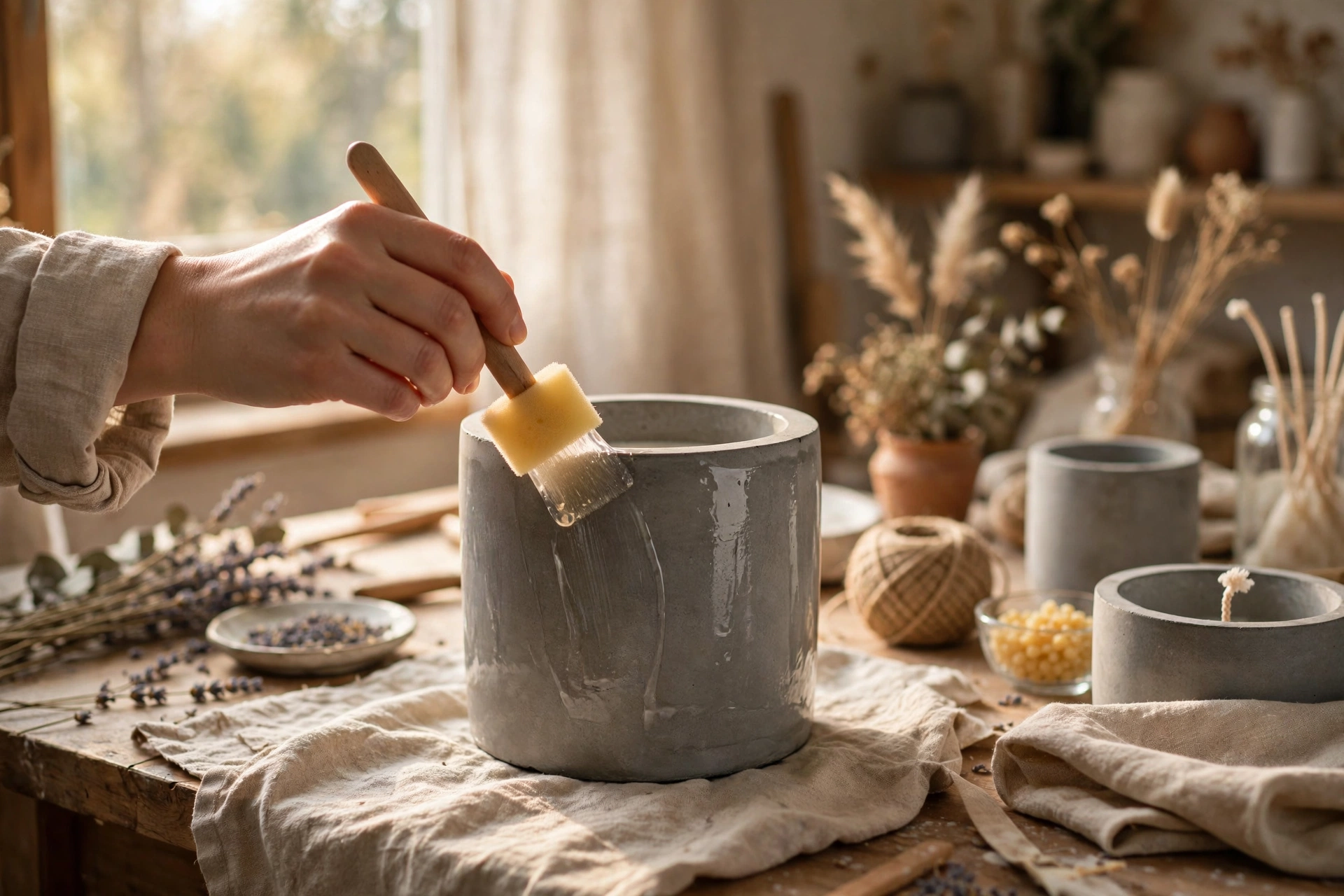 Sealing a concrete candle vessel