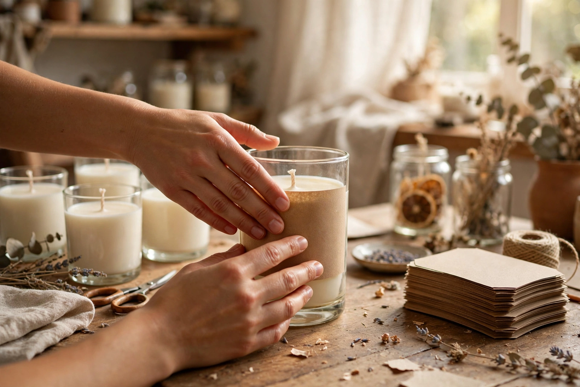Applying a label to a candle