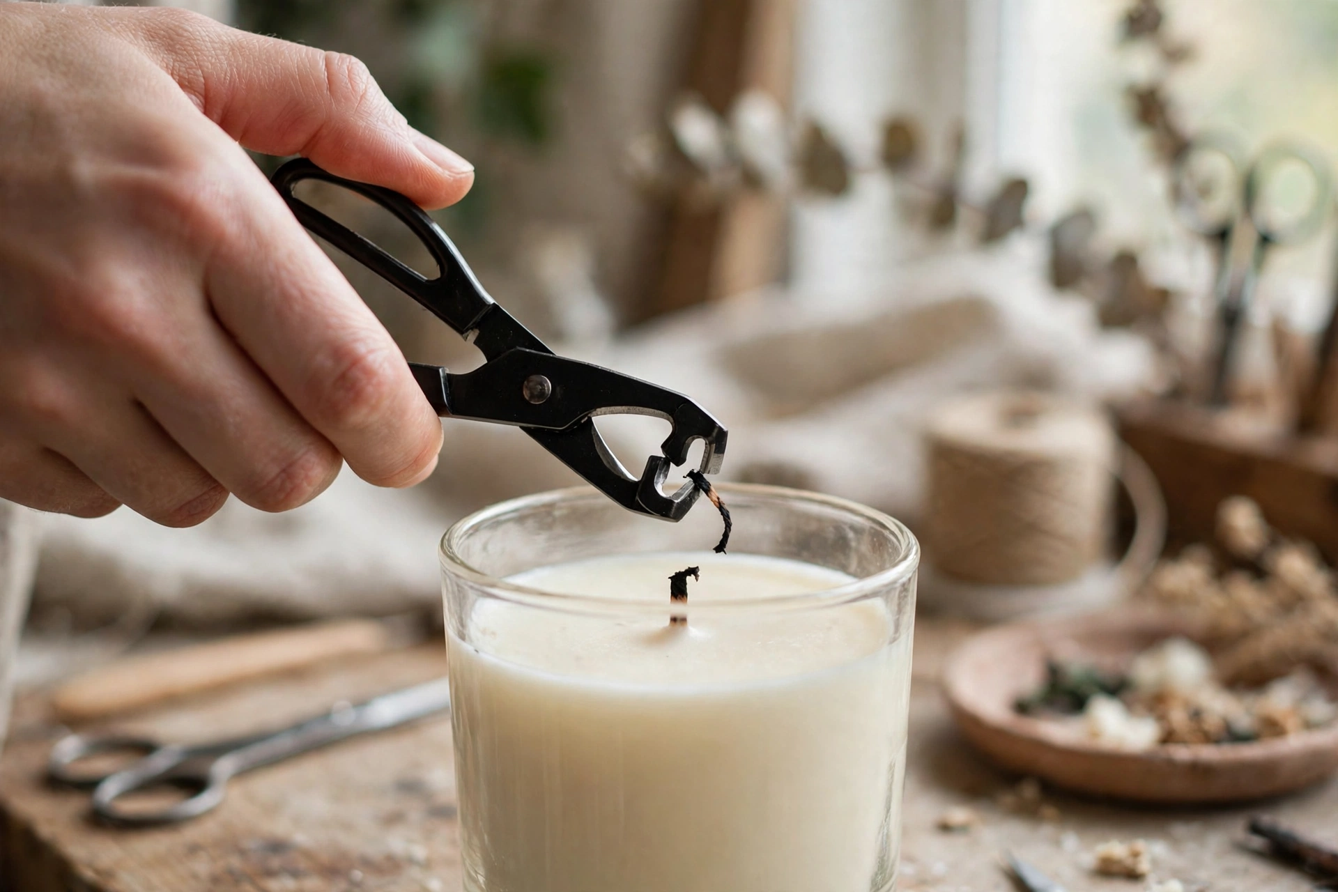 Trimming a candle wick