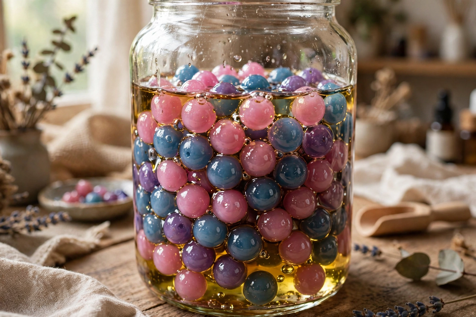 Aroma beads soaking in fragrance oil