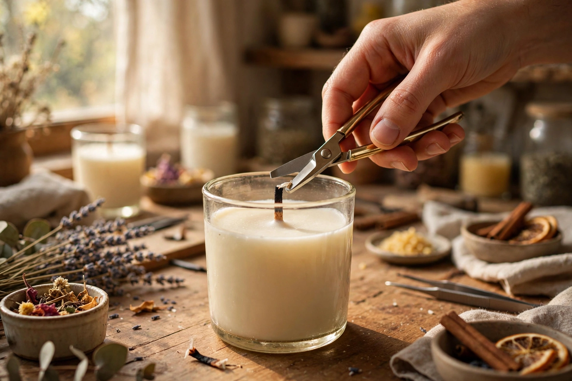 Trimming a candle wick