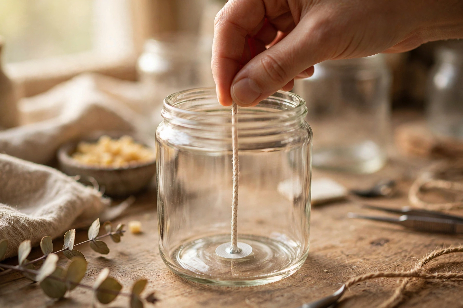 Centering a wick in a candle jar