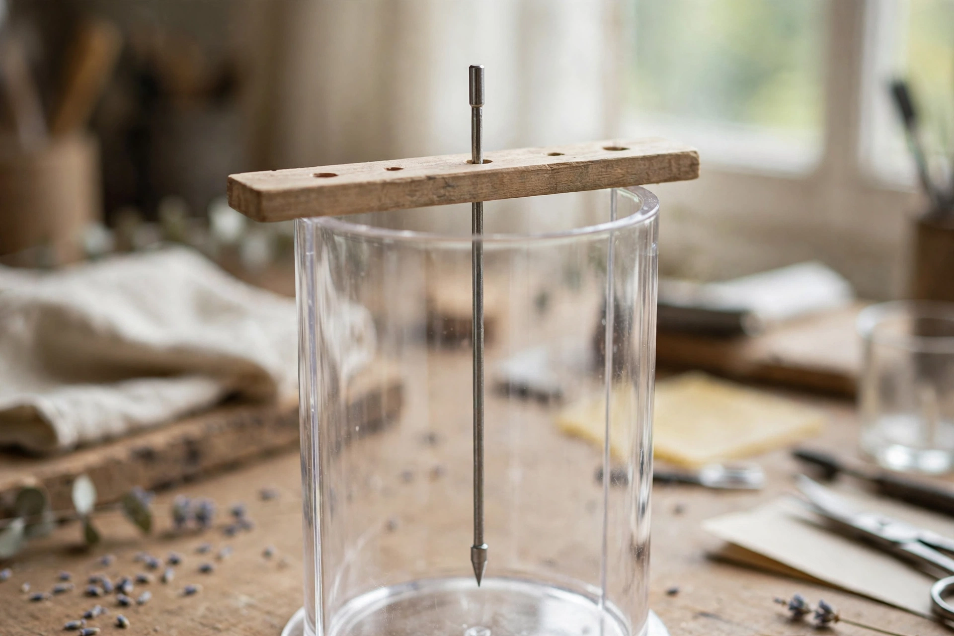 Centering a wick pin in a mold